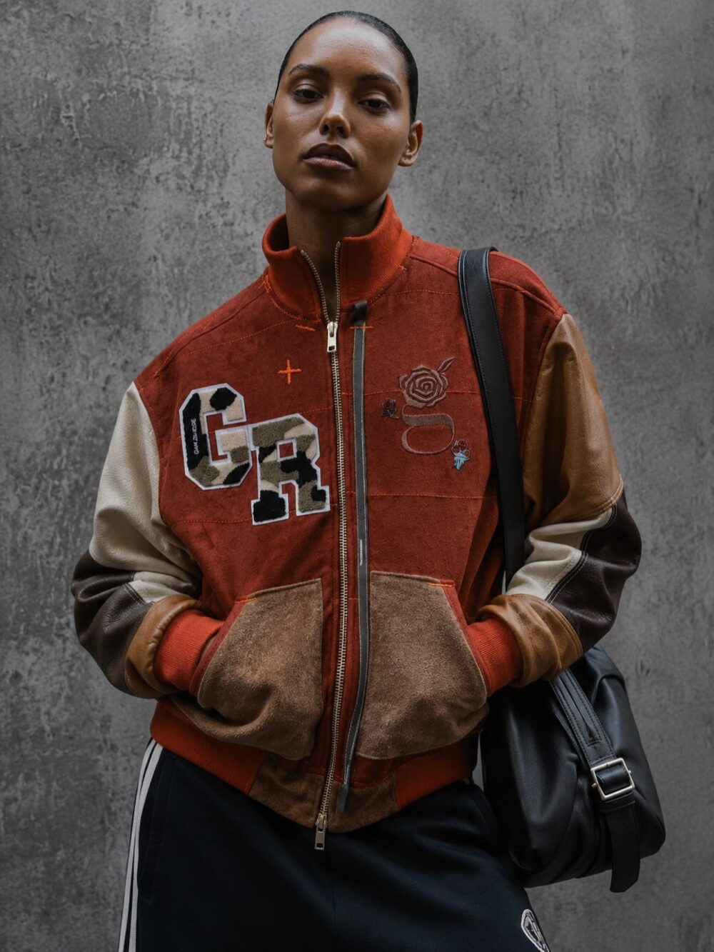 Varsity in rust and leather